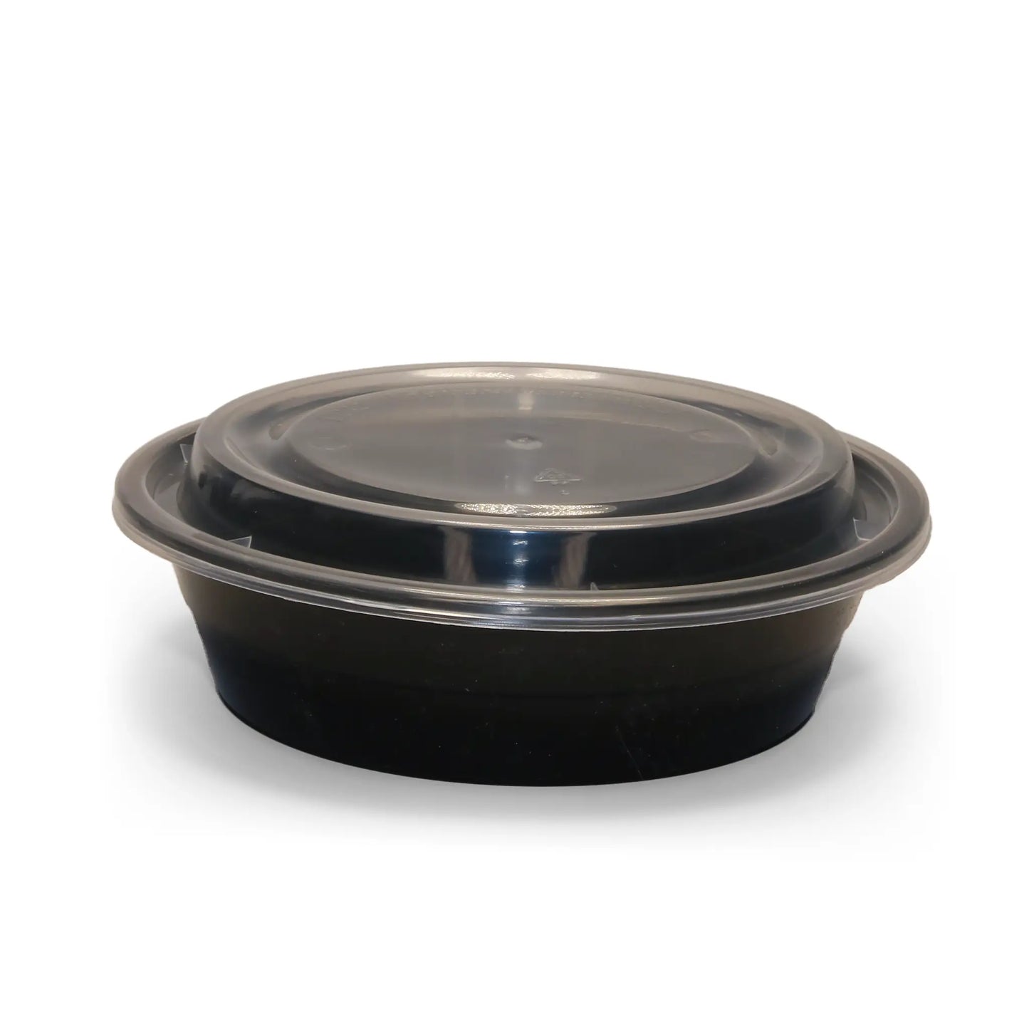 DM-7029 Black Round Plastic Container - 32oz.