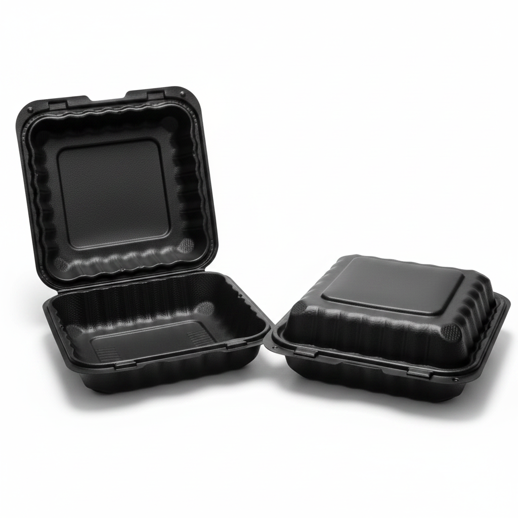 Black Clamshell Container 1-Compartment
