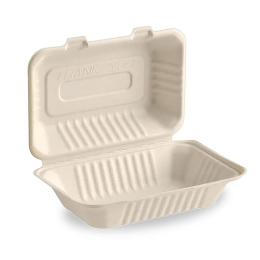 Bagasse Clamshell Rectangle Container