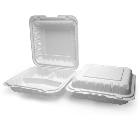 DM-241 PP Three Compartment White Container - 7"