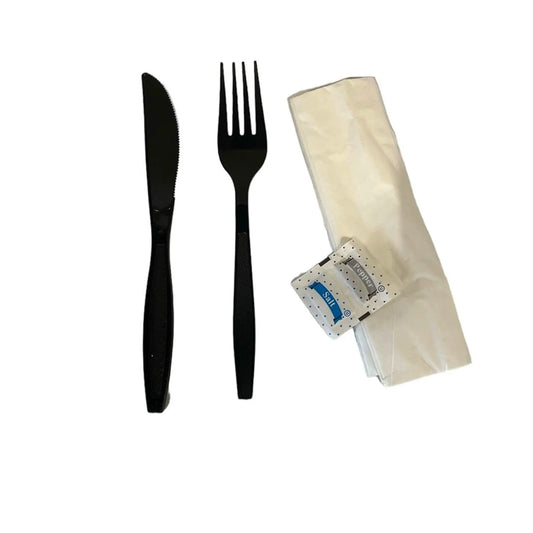 DM-5N1FK Fork, Knife, Napkin, Salt & Pepper Wrapped Disposable Utensil Kit