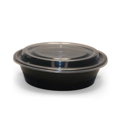 DM-7029 Black Round Plastic Container - 32oz.