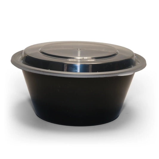 DM-7039 Black Round Plastic Container - 39 oz.
