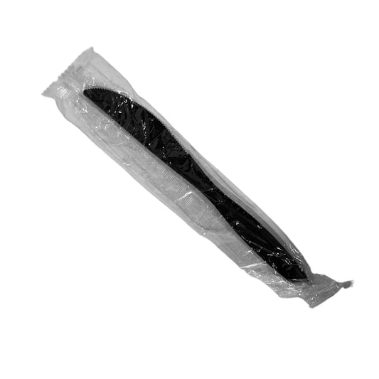 Individually Wrapped Black Plastic Knife
