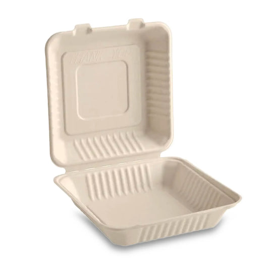 Bagasse Clamshell Container 8"