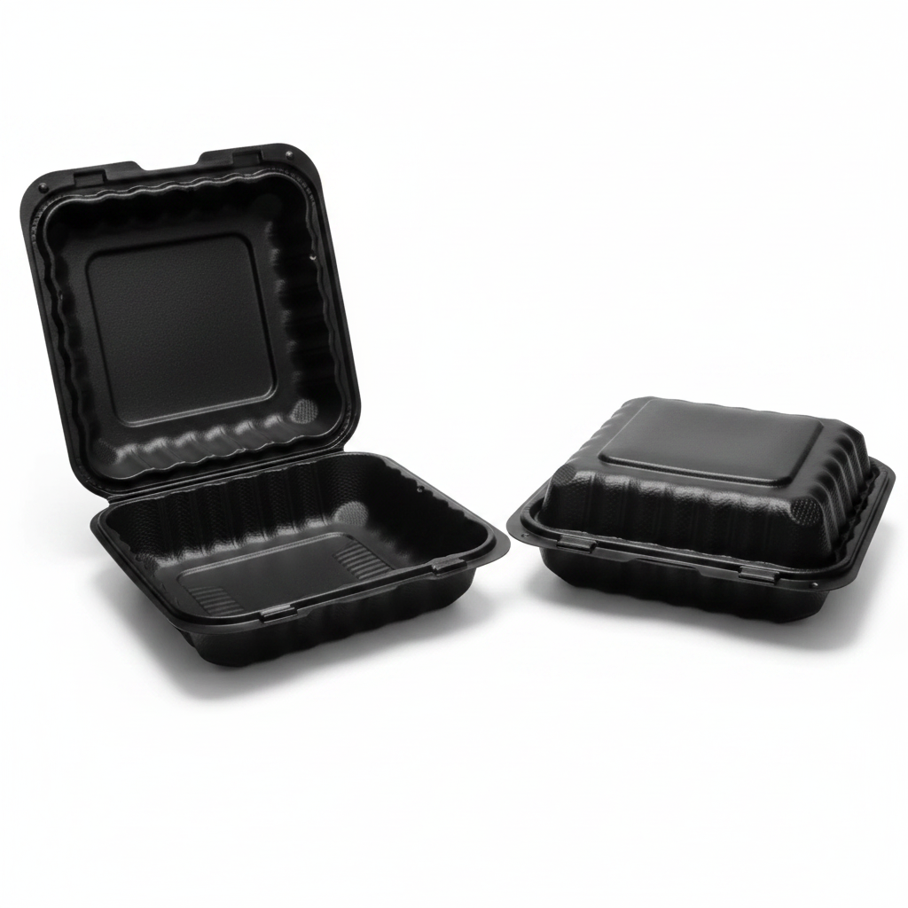 Black Clamshell Container 1-Compartment